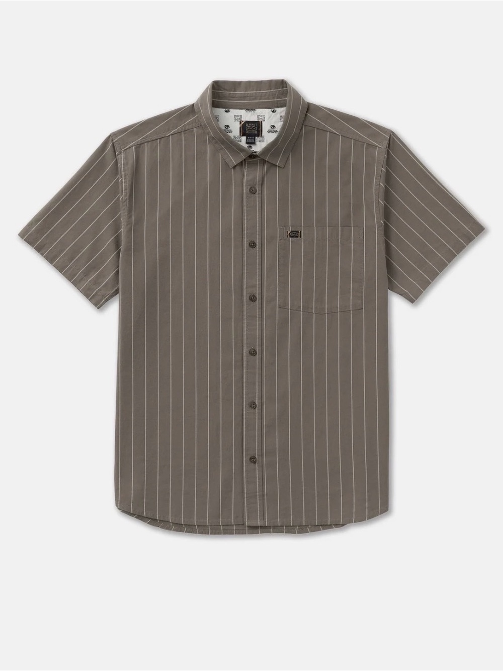 RVCA Taupe Short-Sleeve Pinstripe Button-Down Shirt